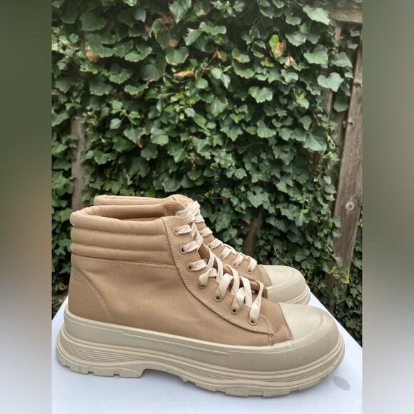 Buckle Miami Ace Canvas Shoe lace boots moto combat shoes neutral boho new - Picture 9 of 9